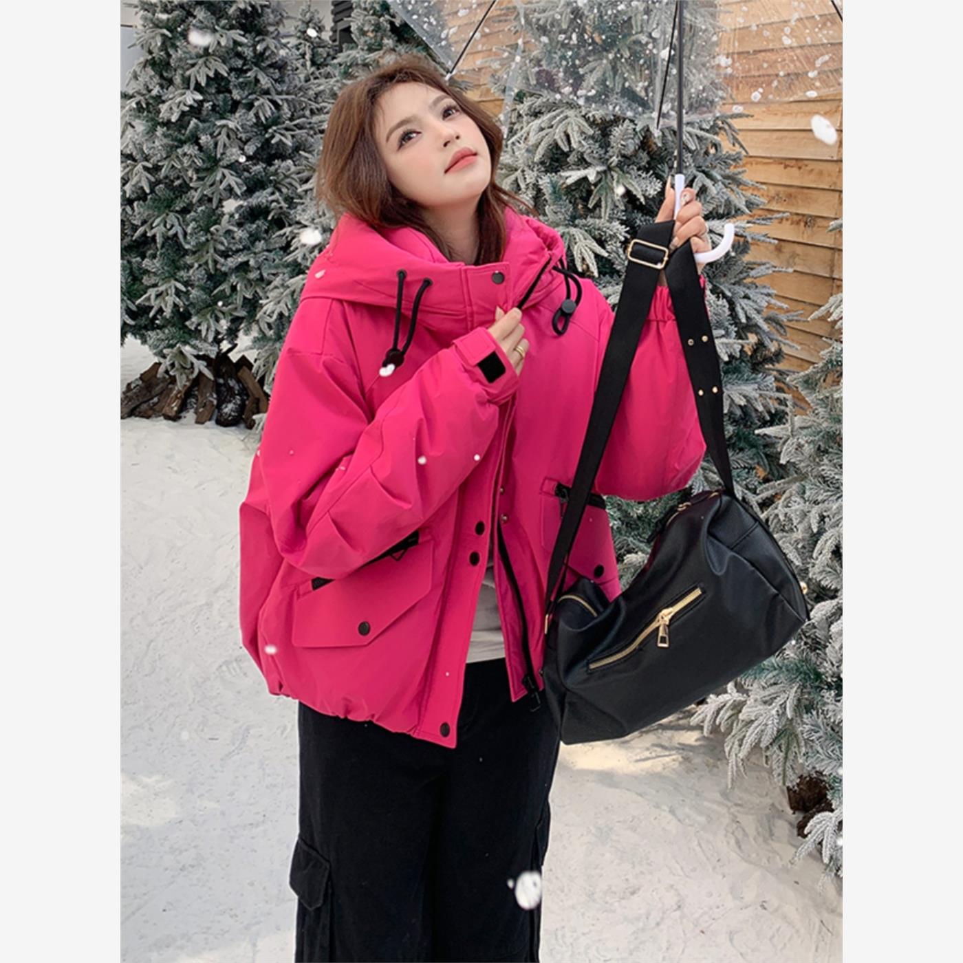 时尚羽绒棉服冲锋衣女2025冬季新款韩版气质百搭宽小个子保暖外套