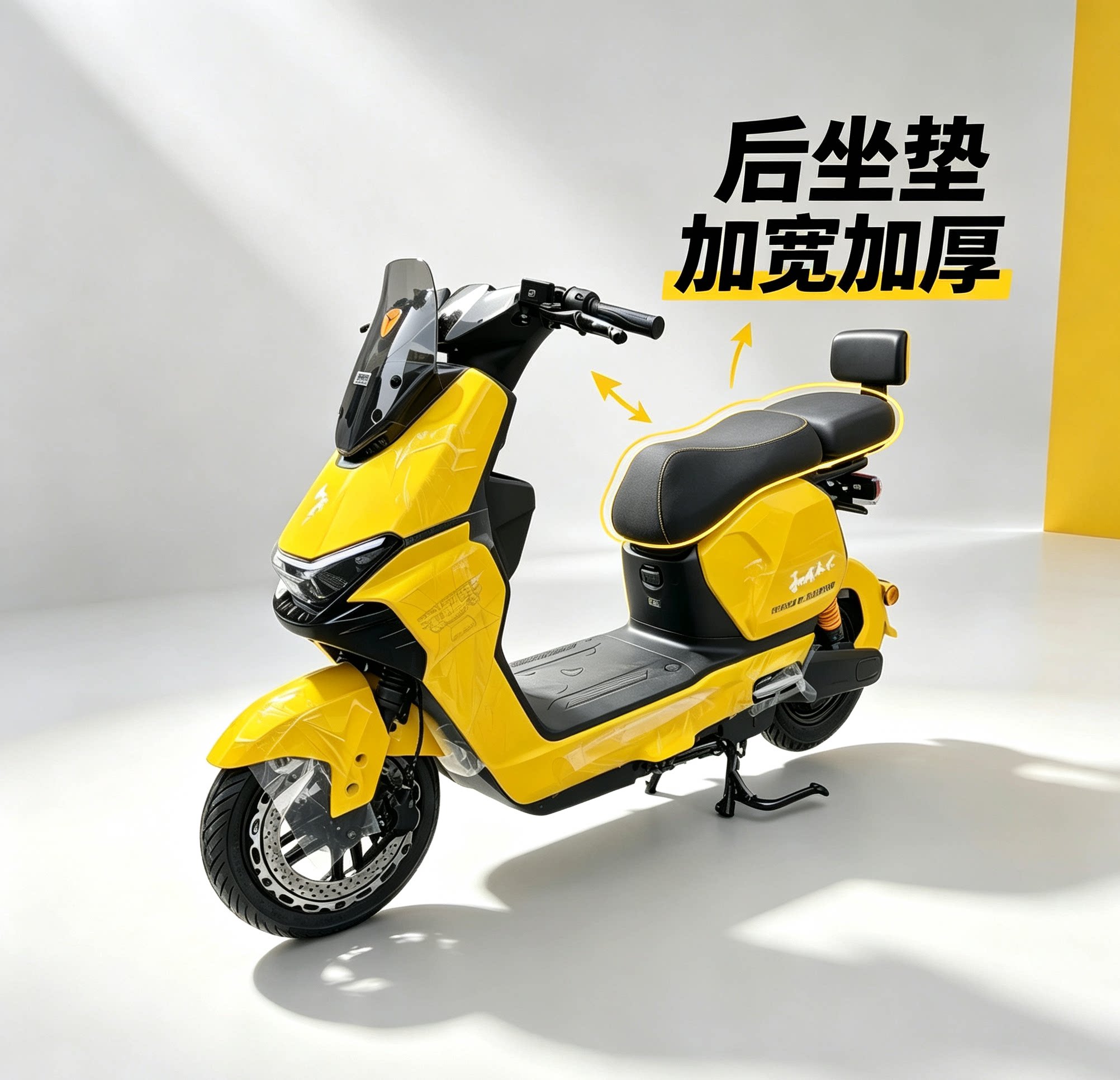 适用雅迪白鲨二代和成天下加装后尾架加宽后坐垫加厚后座垫后靠背