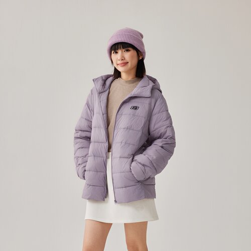 Skechers斯凯奇25新款男女秋冬休闲百搭梭织裥棉连帽外套L425U088