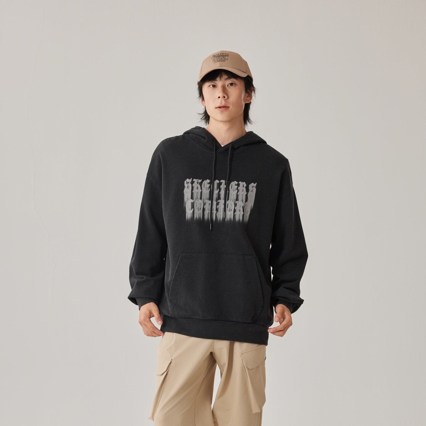 Skechers斯凯奇男女款秋冬宽松针织连帽套头卫衣L325U047