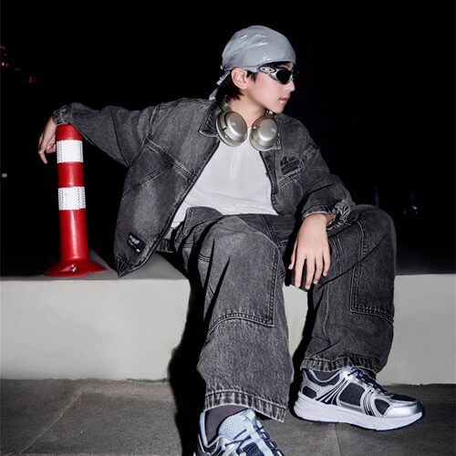 Skechers斯凯奇儿童燃动街头系列宽松复古童装牛仔长裤L425K110