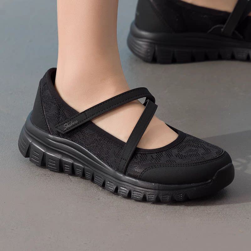 Skechers春季女士玛丽珍鞋轻盈透气蕾丝一脚蹬休闲鞋100967