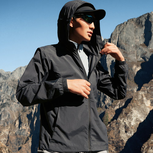 Skechers斯凯奇新款男士外套运动风舒适防晒梭织连帽外套P224M032