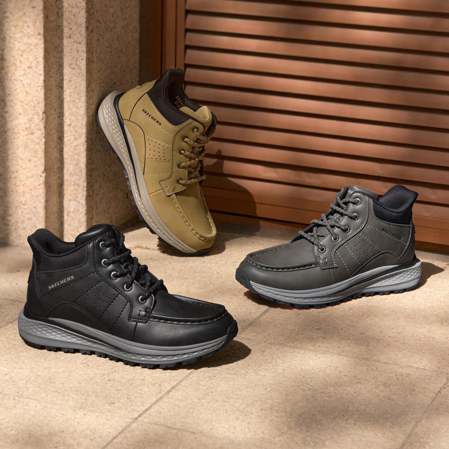 Skechers斯凯奇2025新款男士秋冬高回弹加绒闪穿冬靴雪地靴205654