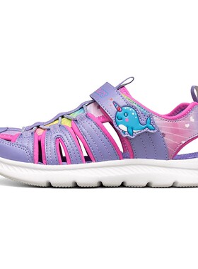 Skechers斯凯奇夏季女童时尚简约舒适轻便透气魔术贴凉鞋302721L