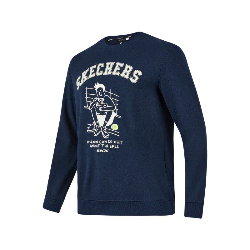 Skechers斯凯奇新款经典常规版型男女同款针织套头卫衣 P423U017