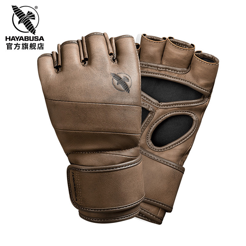 HAYABUSA 隼真皮半指拳套分指MMA拳套散打搏击格斗头层牛皮拳套