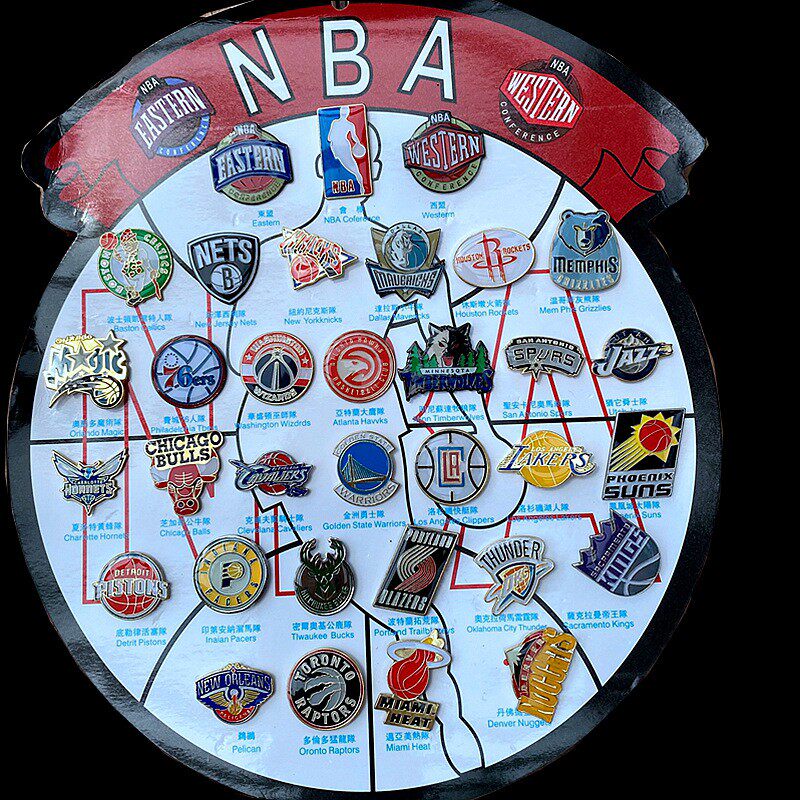 NBA徽章纪念品马刺勇士湖人骑士欧冠胸章套装 篮球胸针装饰品徽章