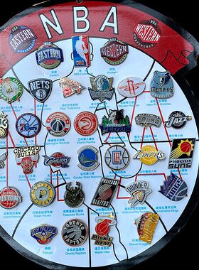 NBA徽章纪念品马刺勇士湖人骑士欧冠胸章套装 篮球胸针装饰品徽章
