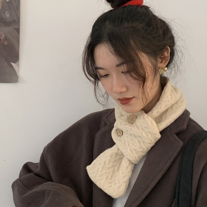 韩版细毛线针织小围巾女薄款秋冬天学生可爱保暖百搭短款围脖男潮