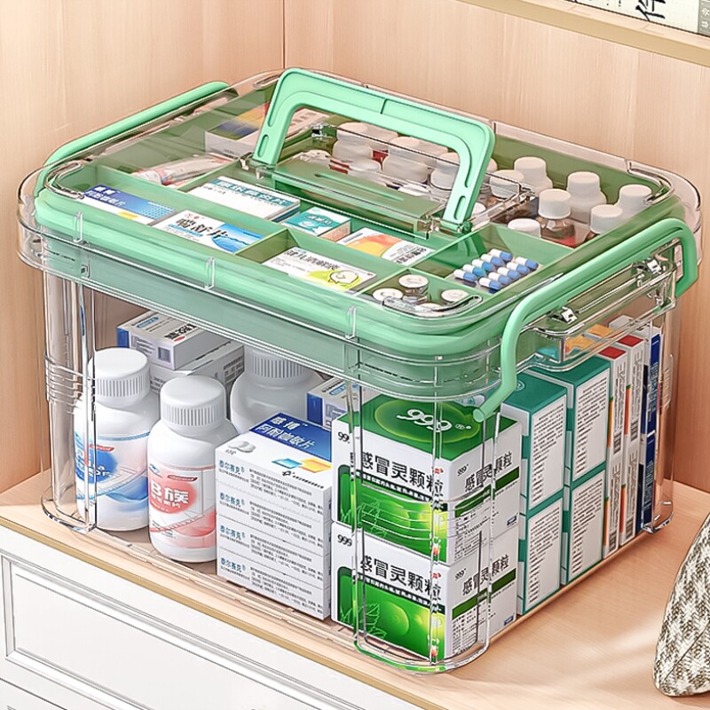 多层药箱家庭装家用医药箱大容量药物收纳盒透明医疗急救药盒