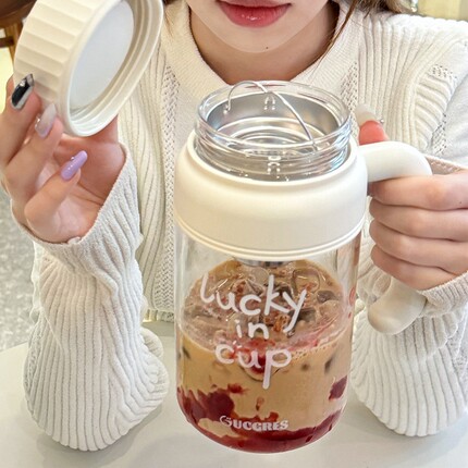 高颜值学生水杯茶水分离办公室大容量水杯耐高温玻璃杯加厚超大号