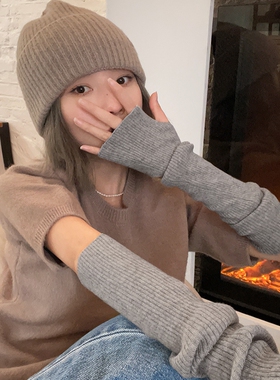 保暖针织毛线半袖手套堆堆手套百搭袖子半指毛线护臂辣妹袖套女