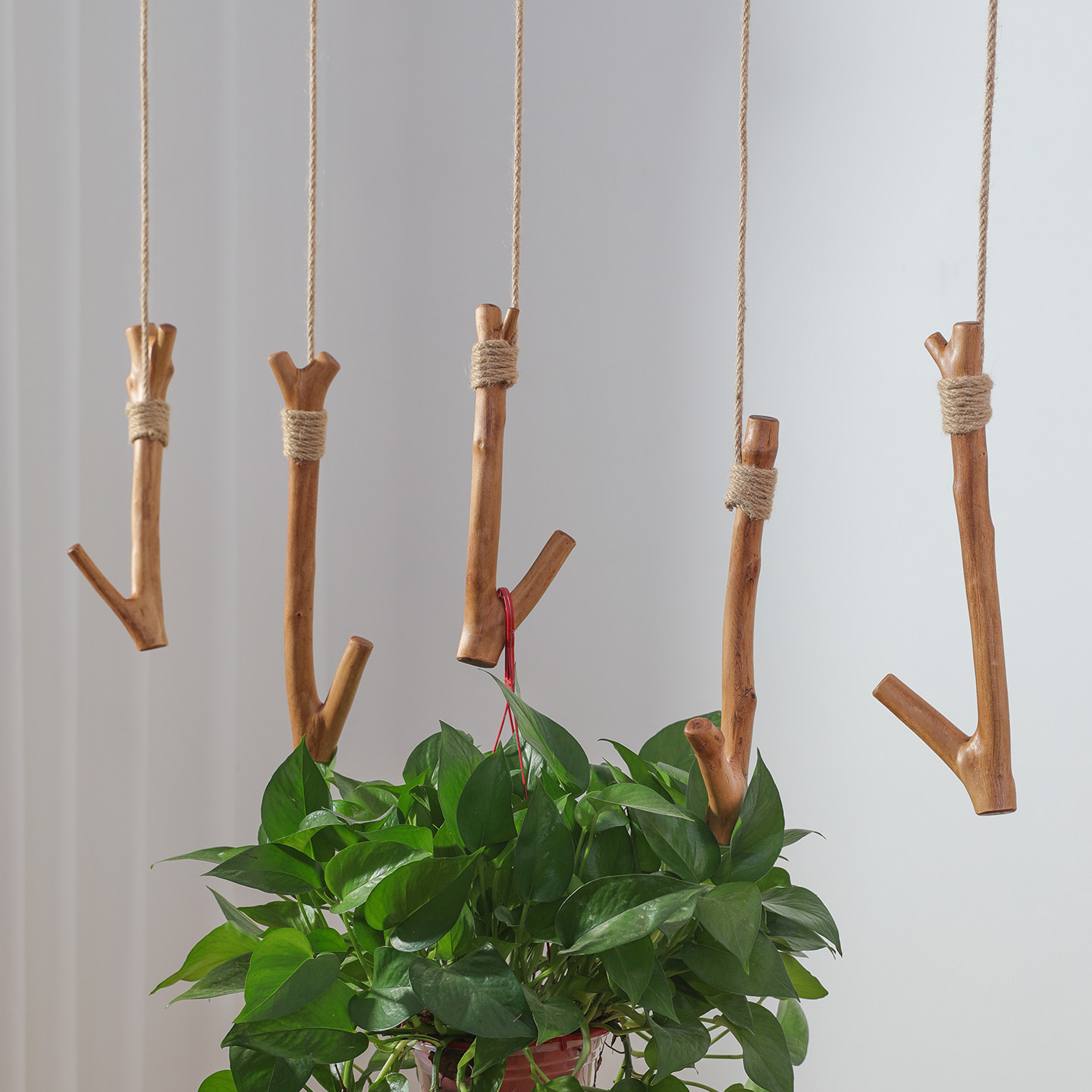 实木吊锅挂钩吊钩吊炉火锅吊具花盆绿植悬挂式树枝吊架吊壶木钩子