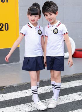 校服套装夏季短袖男女童装英伦学院风T恤中小学生班服幼儿园园服