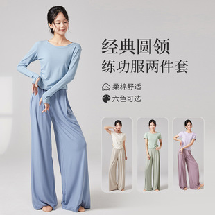 舞蹈服女成人形体训练服现代舞蹈服芭蕾舞练功服圆领显瘦古典舞