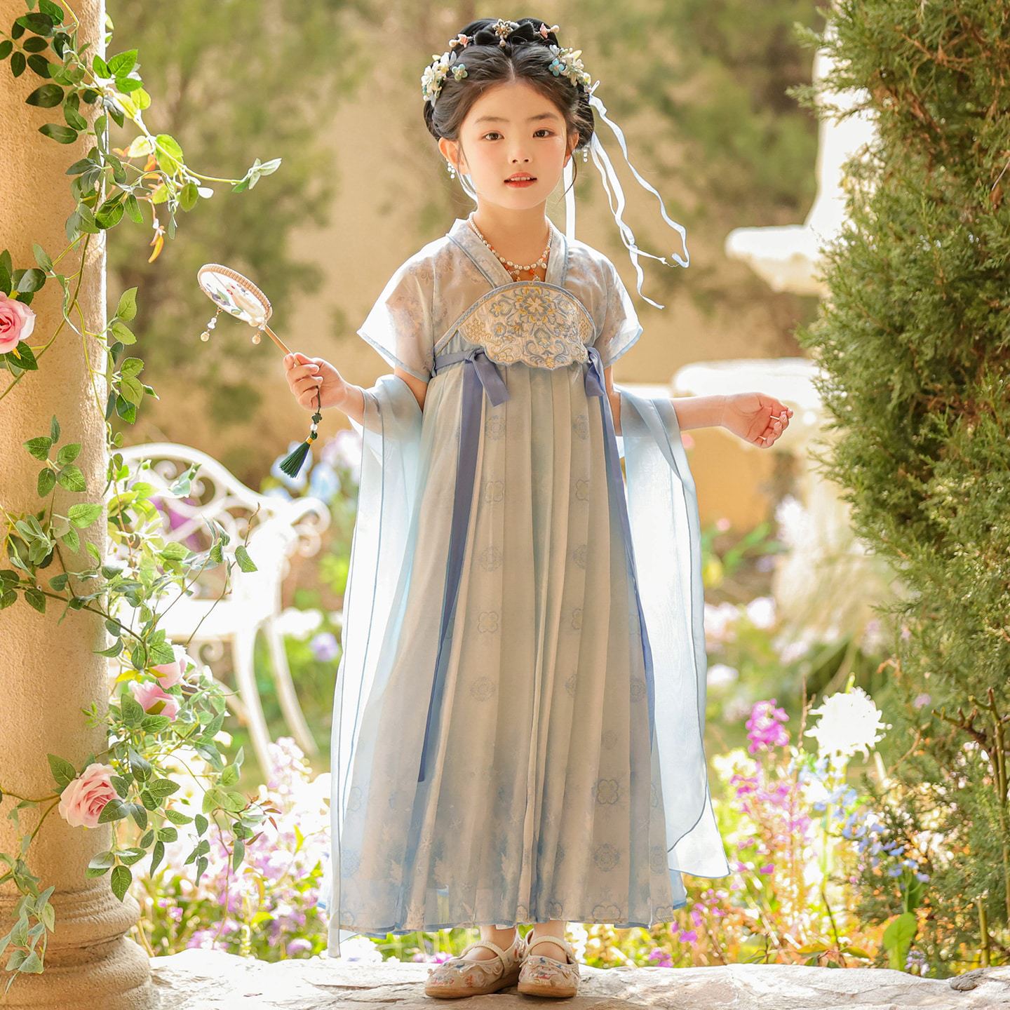 汉服女童春夏款中国风中秋襦裙古装连衣裙超仙小女孩秋季儿童唐装