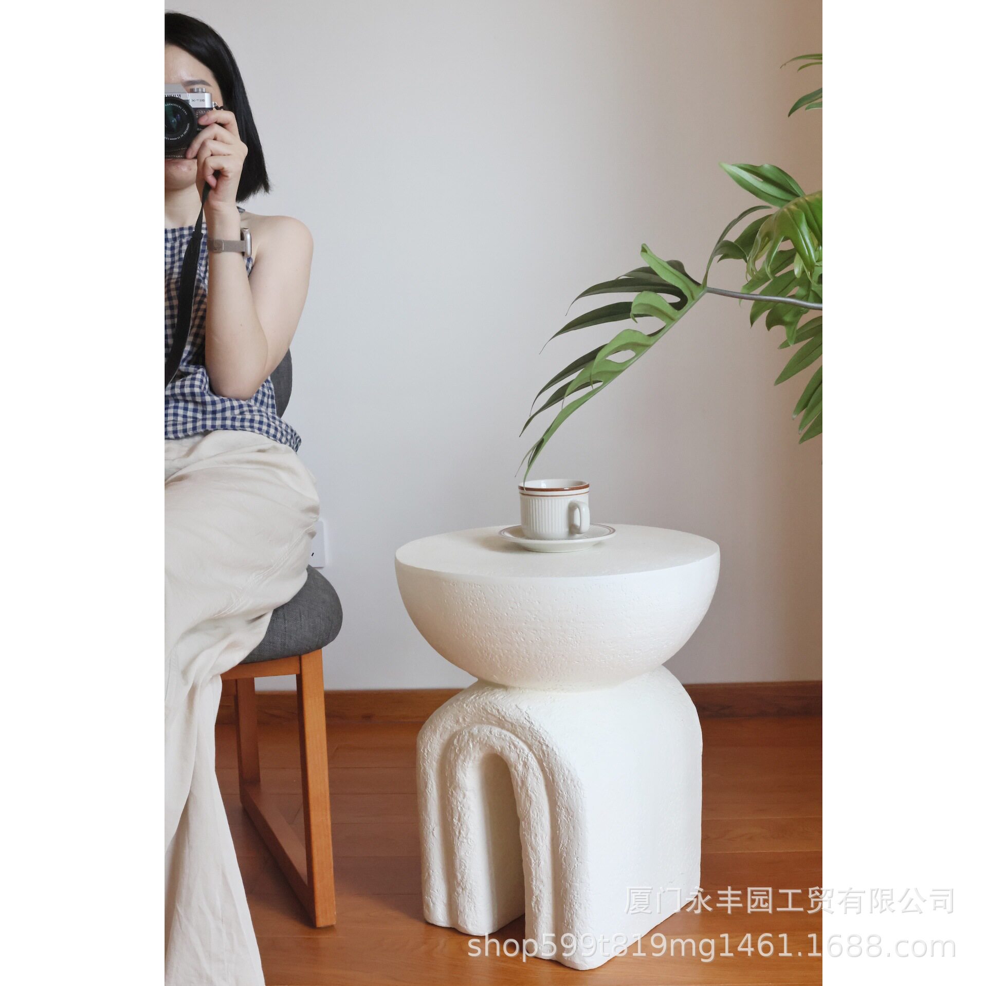 嘻物所 北欧简约拱门边几艺术小茶几圆形民宿咖啡馆设计沙发客厅