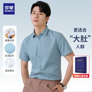Romon/罗蒙衬衫遮肚腩男款爆款2023新款职业商务轻奢气质衬衣夏季