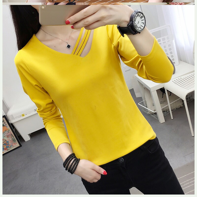 。打底衫搭配高腰牛仔背带裤半身裙的上衣春秋女装修身长袖休闲t|ruв категории Женская одежда, женской одежды - от Buy2taobao.com для оказания профессиональной услуги покупки агента Taobao