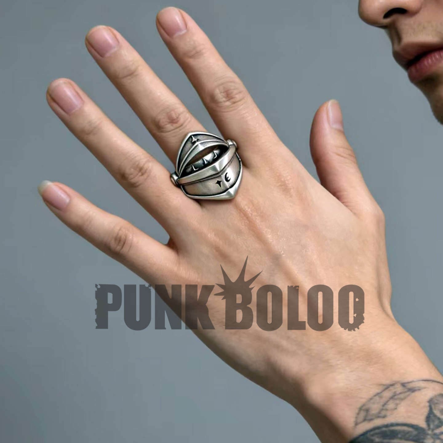 thumbnail for Punkboloo Independently Designed Movable Armor Ring, Punk Subculture, Non-Fading, Washable 3