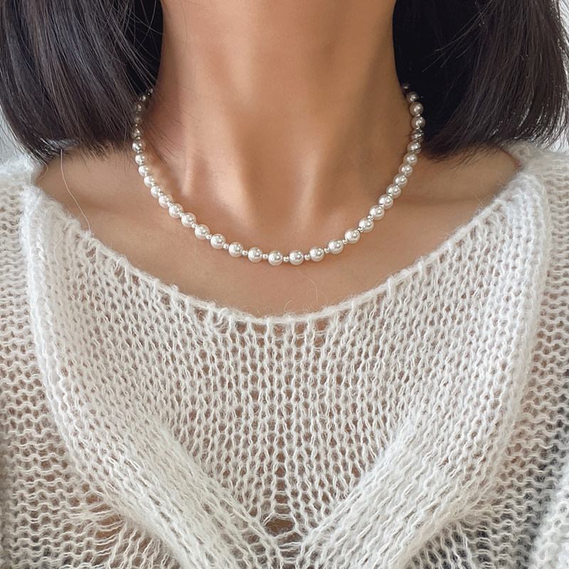 施家珍珠项链女叠戴轻奢小众2024新款爆款配裙子颈链秋冬毛衣链