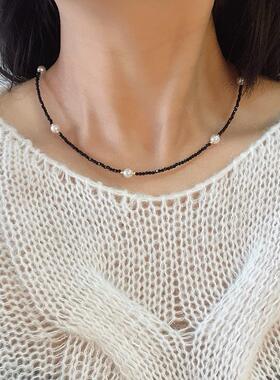 黑尖晶石百搭简约小众轻奢高级感