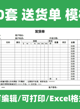 出库单三联送货单电子版excel可编辑出货单商品清单模板自动计算