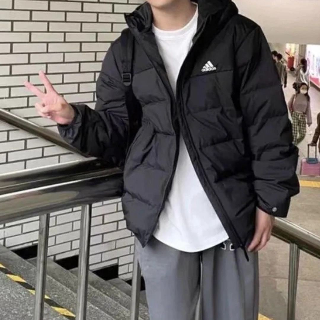 阿迪达斯羽绒服男秋冬季新款运动休闲户外防风短款连帽外套IZ4883