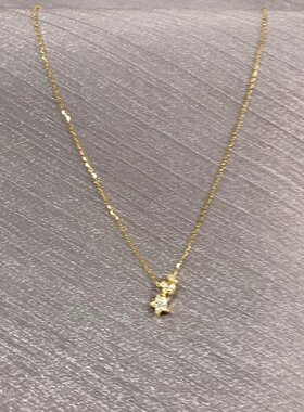 S925纯银金色星星吊坠项链女