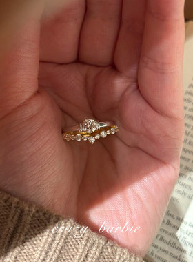 S925纯银闪钻双层戒指女