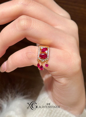 S925纯银爆闪水滴闪钻戒指女