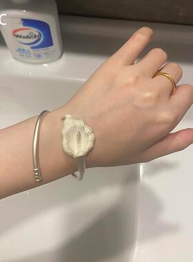 S925纯银马蹄莲手镯女