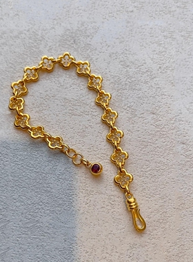 vintage中古金色四叶花手链女款
