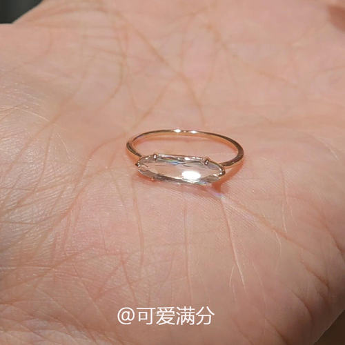 S925纯银金色椭圆闪钻戒指女