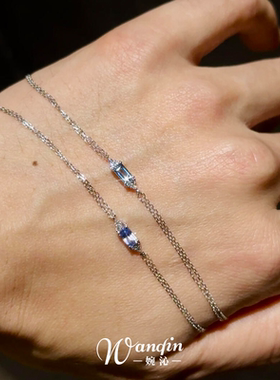 蓝色爆闪方糖仿锆手链女