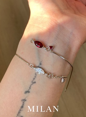 红色马眼钻三角钻水滴手链女