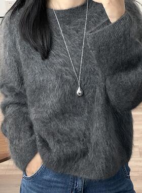 韩系银色水滴吊坠项链女