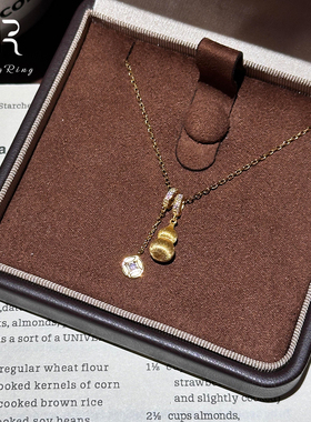 S925纯银金色拉丝葫芦项链女