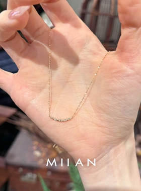 金色日系aget同款微笑闪钻项链女