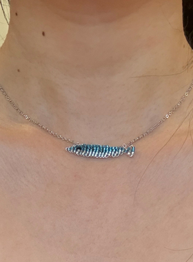 渐变蓝色秋刀鱼项链女款秋冬配饰