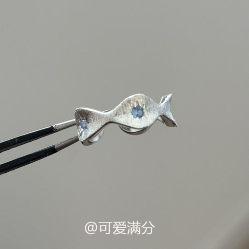 S925纯银波浪蓝色闪钻戒指女