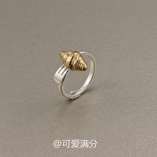 S925纯银可颂小面包戒指女