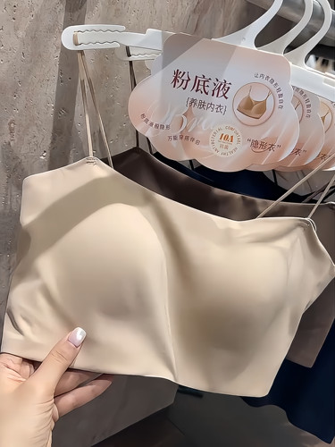 夏季薄款粉底液隐形无痕美背防走光带胸垫内搭抹胸裹胸小吊带美背