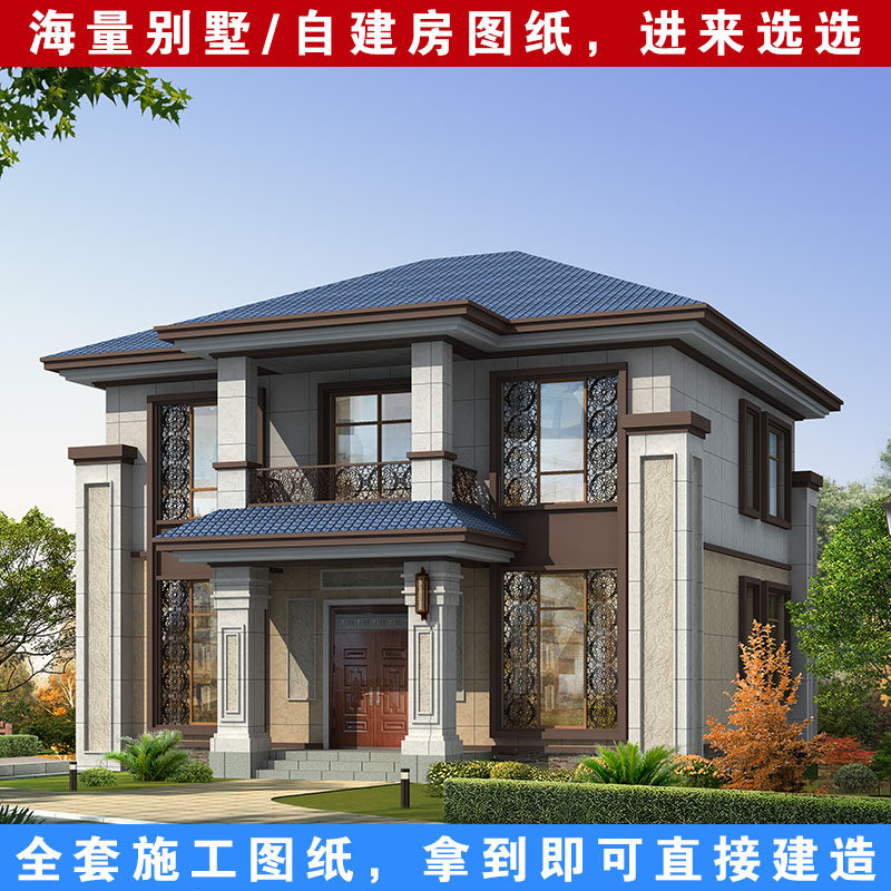 100平米别墅设计图纸二层新中样图/效果图销售