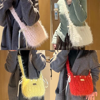 溺水小苑自制手工钩针编织手混线爱心奶泡公主包diy手工材料包