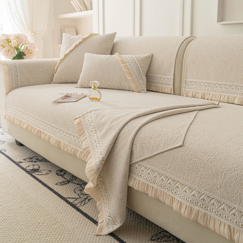 雪尼尔沙发垫防滑四季通用高级沙发垫子套罩欧式花边沙发盖布三人,居家布艺,沙发垫,淘宝优惠券,粉丝福利购,淘宝优惠卷