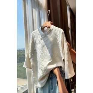 DY2929樱美嘉100桑蚕丝金线提花缎真丝上衣新中式 气质 国风衬衫