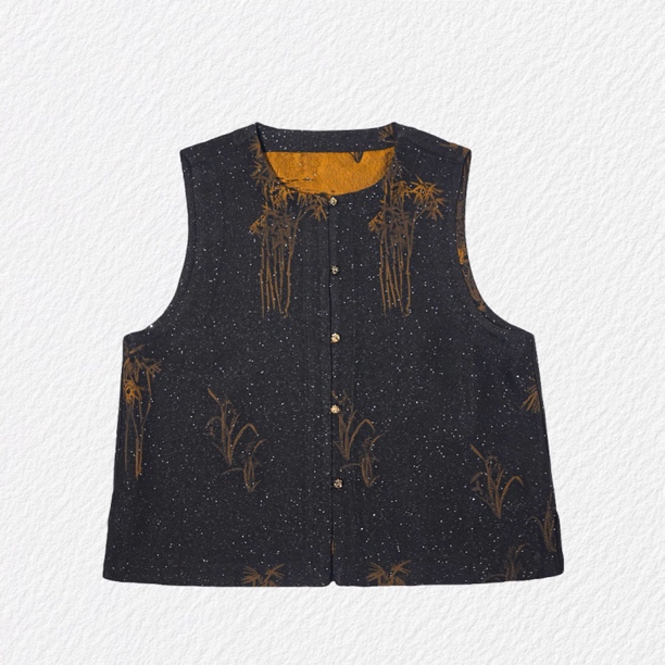 DY3006上久楷带钢印~蚕丝羊毛马甲早秋新款圆领上衣新中式国风