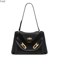 Linj European and American Style 2026 Women's Y2K Lock Buckle Handbag Kelly Bag Light Luxury Large Capacity Commuter Crossbody Shoulder Bag